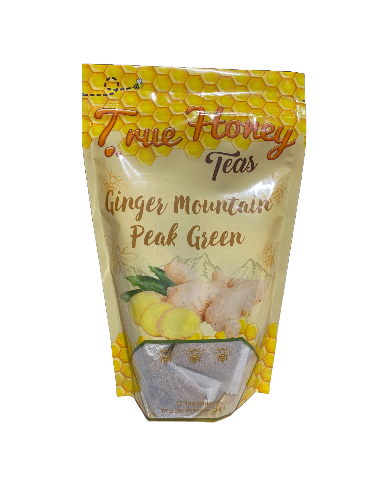 True Honey Teas Ginger Mountain Peak Green (Organic) 12 ct